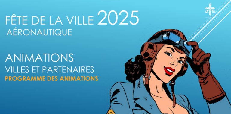 Fête de la ville de Saint-Cyr L'Ecole 2025 - Animations - Femme pilote sur fond bleu